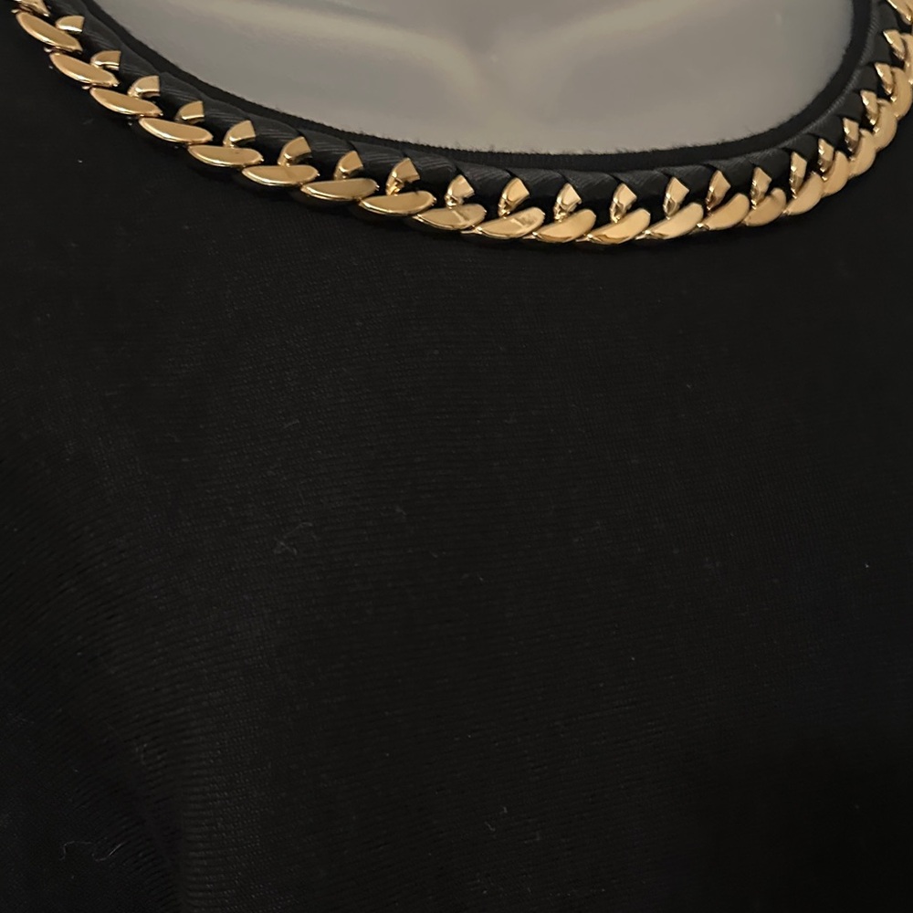 Adrienne Vittadini Black Sweater with Gold Chain Accent - Picture 3 of 6